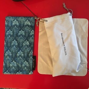 2 Soft Eyeglass Case pouch bag, Iris apfel x Zenni blue flowers, zeelool grey